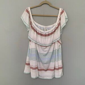 NEW Maurices striped fall lightweight jersey stretch boho shirt‎ top blouse